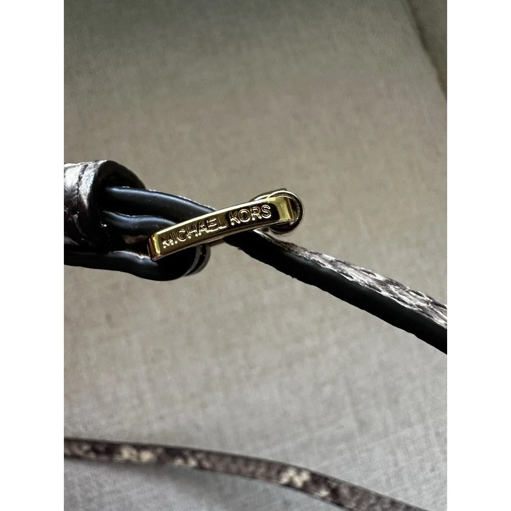 Michael Kors Jet Set Travel Large Phone Crossbody Snakeskin Gold Chain